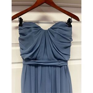 After Six Slate Blue Strapless Sweetheart Gown Maxi Dress sz 8 EUC